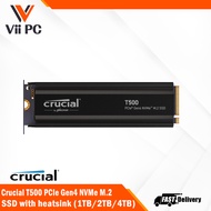 Crucial T500 (1TB/2TB/4TB) PCIe Gen4 NVMe M.2 SSD with heatsink