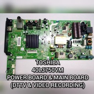 TOSHIBA 40L3750VM POWER BOARD &amp; MAIN BOARD (ALL IN BOARD)(DTTV&amp; VIDEO RECORDING)