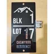 Personalized House Address Plate Blk Lot Signage Home Number Plate 5.0mm Thick