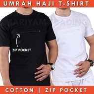 T-shirt Zip Haji/Umrah, Baju Haji Lelaki /Baju T-shirt Putih,Hitam / Kelengkapan Haji Umrah, Haji T-