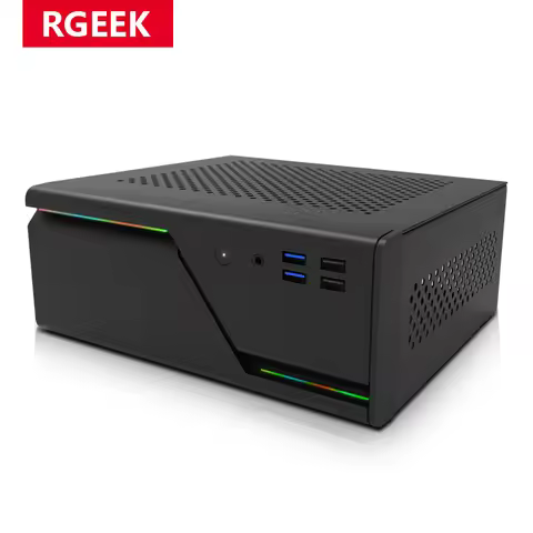 Mini ITX HTPC Desktop Case 5V ARGB Front Panel 4 USB Ports Supports 1U Power Supply Compact Design f