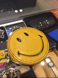 典精品 Anya Hindmarch 真品 黃色 微笑 拉鏈 鑰匙 零錢包 現貨