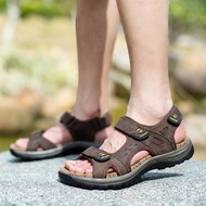 Fashion Men Leather Shoes Male Sandals Summer Beach Leather Sandals