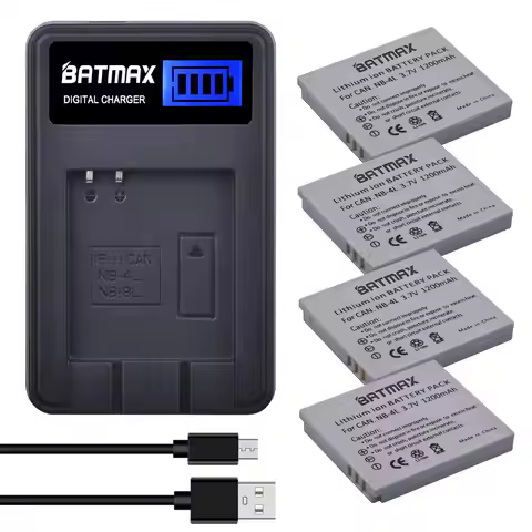 Batmax NB-4L NB4L Battery+LCD USB Charger for Canon IXUS 50 55 60 65 80 75 100 I20 110 115 120 130 I