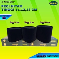 Plain Black Peci Height 11 cm, Height 12 cm, and Height 13 cm Quality Songkok