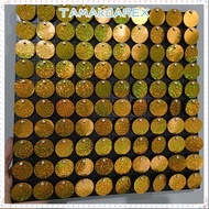 TAMAKOAREX Sequin Backdrop, Round Glitter Sequin Panel Wall Decor,  PET Silver Gold Photo Backdrop B