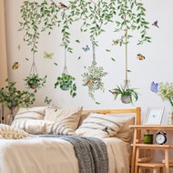 Wall Stickers Green Plant Vines Potted Butterfly Wall Stickers Living Room Room Decoration Wall Stic