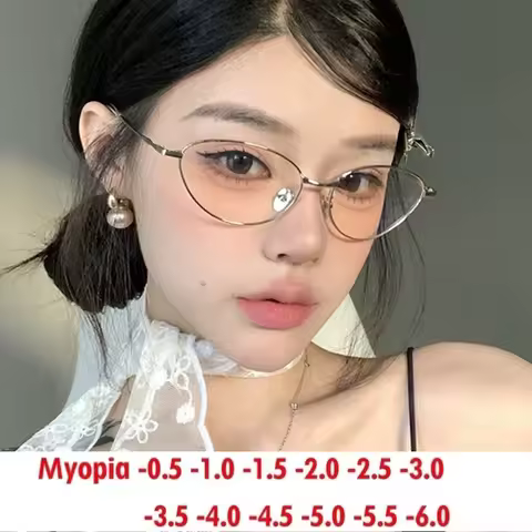 Pur Desire Gold Silk Eyeglass Frame Oval Natural Look Small Frame Glasses Anti-Blue Light Non-Prescr