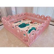 24P คอกเกาหลี สีชมพู คอกกั้นเด็ก เสริมพัฒนาการ ขนาดใหญ่จุใจ 6 ฟุต สูง62cm (24แผ่น) แข็งแรงปลอดภัยผลิ