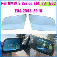 VBUJE Cermin Kaca ปีกนางฟ้าด้านข้างสีฟ้าเครื่องทำน้ำอุ่นกว้างสำหรับ BMW 5ชุด E60 E61 2003-2008อุปกรณ