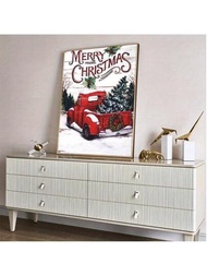1pc優格鑽畫聖誕紅色貨車圓滿鑽繡樹圖片鑲嵌手工藝品