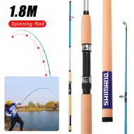 LO【Ready Stock】Shimano Portable Fishing Rod 1.8m Carbon Spinning Reel rod Ceramic Guide 2 Piece Carp Fishing Freshwater Saltwater Fishing Accessories