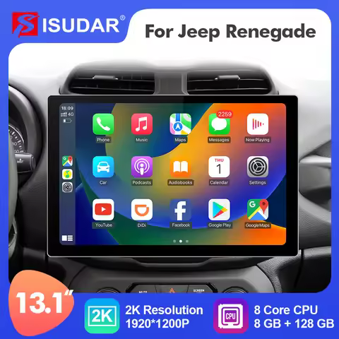 ISUDAR 2K 13.1 Inch Android 10 Car Multimedia Radio Player For Jeep Renegade 2014 2015 2016 2017 GPS