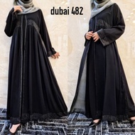 Abaya Hitam Wanita Turkey Gamis Dress Maxi Arab Saudi Bordir Dubai 482