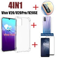 (4in1) VIVO V19 Neo Y15 2020 Y17 Y12 Y11 Y20 Y20S Y20i full-screen tempered glass film + back film + lens film + Vivo V21 V20 Pro SE mobile phone case