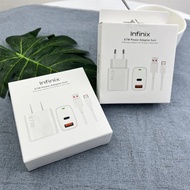 Infinix 67W Dual Ports Charger EU US USB A/C PD Power Adapter 6A Type C Cable For Infinix Note 50 40