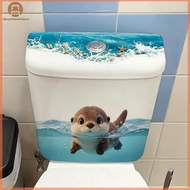 ABOVE Cute Otter Ocean Wave Toilet Tank Stier Waterproof Vinyl Decal Ideal for Airbnb Hotel Home Bat