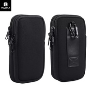 Nylon Elasticity Waterproof Mobile Phone Bag Double Grid Waist Belt Bag Neck Bag With Long Rope/Cara