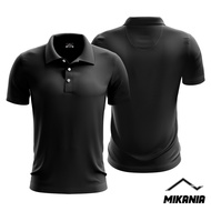 lengan pendek Black Polo Microfiber Plain Jersey Collar Tshirt | Jersi Tshirt Microfiber Kolar Kosong Hitam (UNISEX)