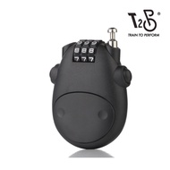 T2P Retractable Mini Lock with 80cm Cable For Locking Helmet Bicycle Luggage 3 Number Combination