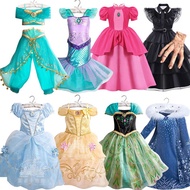 discount Disney Princess Party Dress for Girls Halloween Frozen Elsa Rapunzel Costume Kids Wednesday