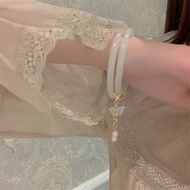 Autumn 2022 One Step One Ring Imitation Jade Chalcedony Jingle Bangle Gentle Temperament Super Immortal Small Bangleknkpap