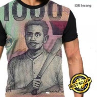Baju Kaos Keren Gambar Uang Duit Seribu Motif Pahlawan Patimura Printing