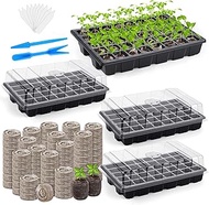 Hahood 3 Pack Seed Starter Tray Kit 120-Cells Germination Starter Tray with Humidity Dome and Base I