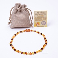 Women Amber Beaded Necklace HandMade Multi color Baroque Amber Necklace Gift for Birthday Wedding AT