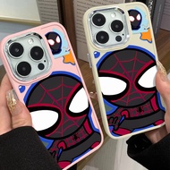 Personalized Spider Man Pattern Phone Case Compatible for IPhone 15 14 13 12 11 Pro X XS XR XS Max 7 8 Plus SE2020 Metal Button Lens Protector Casing Shockproof Cover Precticer