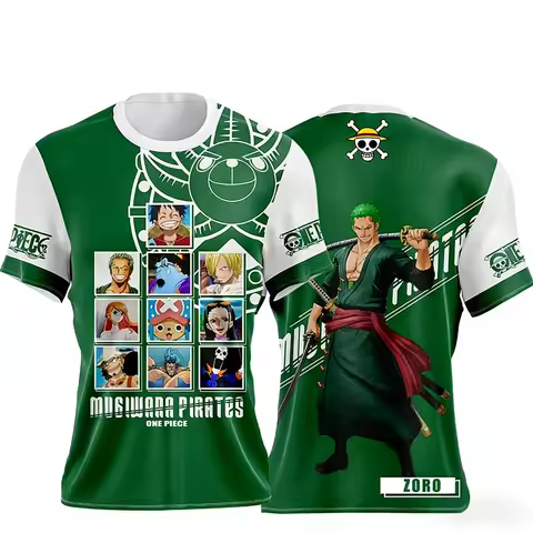 ONE PIECE Luffy Sanji Zoro Anime T-Shirt Vintage Jersey Style Men Women 3D Full Print Y2k Streetwear