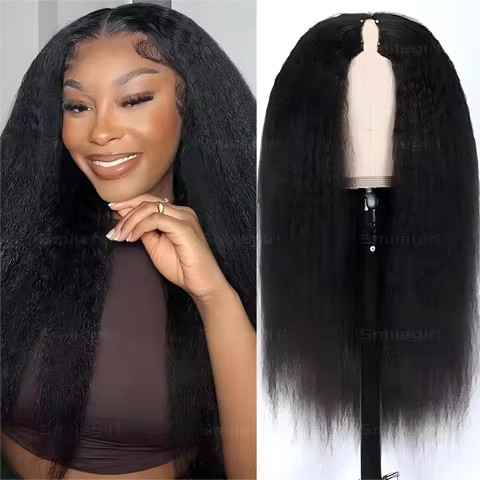 32 Inch V Part Wig Human Hair Kinky Straight Machine Made Remy Hair V Part Machine Made Human Hair 2