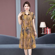 Middle-aged And Elderly POLO Collar Dress For Women Summer Loose Large Size 50-60 Years Old Middle-a