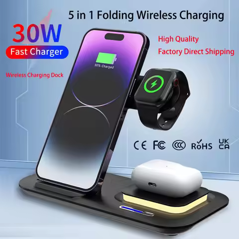New Qi2 3 in 1 Wireless Charging Station, Wireless Charger Stand, Wireless Charger Dock for IPhone,W