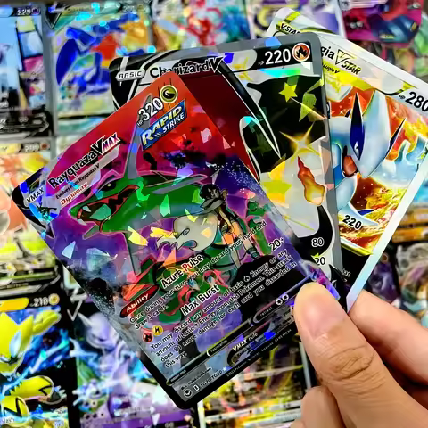 Different Pokemon Diamond Shiny 10-55Pcs Gold Foil Cards VMAX V GX Rare Flash Trading Cards Waterpro