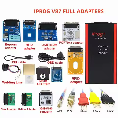 Iprog Pro V87 Gift V89 Test with 7/11 Adapters for IMMO/K-+M/Radio/Airbag Reset Dashboard IPROG+ ECU