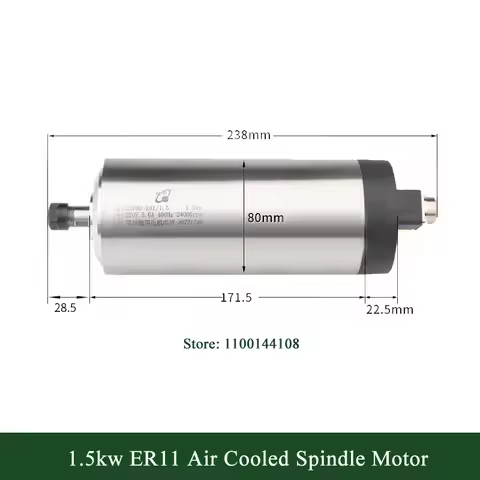 GDZ-80F-1.5 CS GDF80-24Z/1.5 HQD Air Cooled Spindle Motor 1.5kw ER11 24000RPM Round D80mm 4pcs Beari