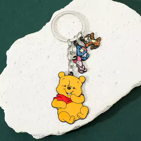 Disney Cartoon Cute Pooh Bear Keychain Fashion Classic Winnie The Pooh Keyring For Friends Birthday 