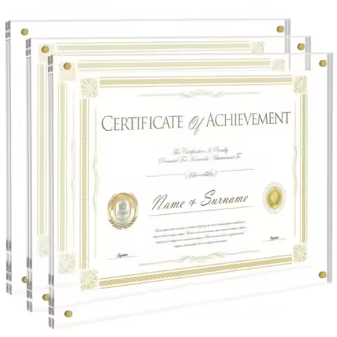 3 Pack Clear Acrylic Frame for Wall Fits 8.5x11 8x10 Picture or Certificate No Drill Self Adhesive P
