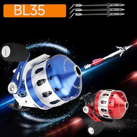 BL35 Fishing Spincast Reel 6+1BB Closed Metal Coil Slingshot Shoot Fish Hunting Outdoor with wristba