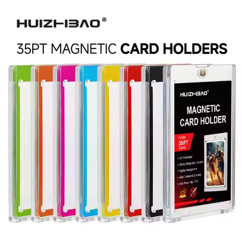5 Pcs - Magnetic Card Holder - 35pt One Touch Card Holder with Colorful Border - for Pokemon Cards, 