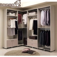 Korean-Style Fashionable Open Cloakroom Modern Minimalist Door-Free Corner Wardrobe Step-in Large Capacity Curved Wardrobe