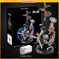 GISEGA G8923 Electric Da Vinci Aerial Screw Helicopter Building Blocks V6 Engine Mechanical Vehicle 