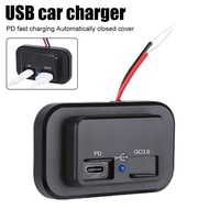Dual USB Charger Socket 24W PD Fast Charging USB Ports Outlet with Dustproof Cover for 12V/24V for RV Caravan Truck ATV Boat