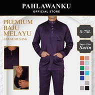 Pahlawanku Baju Melayu Lelaki Plus Size 7XL Baju Melayu Satin Selesa Senang Gosok