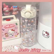 DXY 【ready stock/cod】 Hello Kitty Summer Straw Plastic Water Cup Student Cute Handy Cup 0815