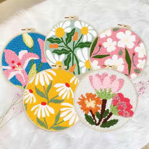 punch needle embroidery Flower Sewing Accessories Embroidery Punch Needle Kit Sewing Diy Embroidery 