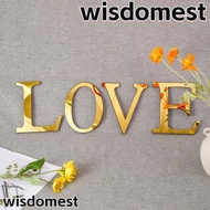 WISDOMEST Alphabet Decoration, DIY Mirror Acrylic 26 Letters Wall Sticker, Art Decor Gold Valentine's Day Letter Decoration Wedding Birthday Party