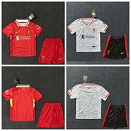 2024-25 Season Liverpool Home Second Away Football Kids Jersey Set Sports Shirts Kits For Child