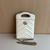 Gucci/古馳 marmont馬蒙白金mini tote斜挎包 。